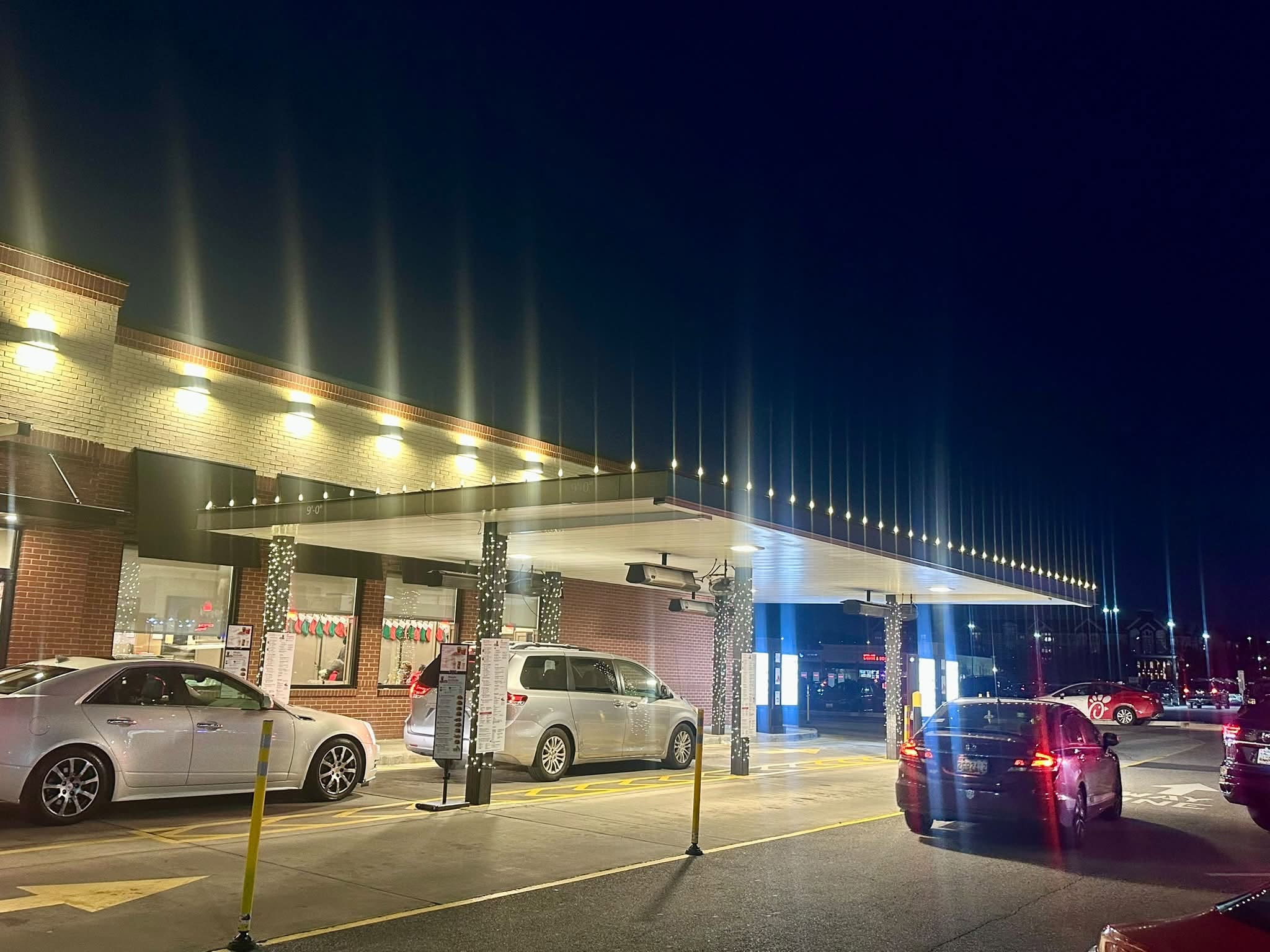 Commercial building with permanent lighting